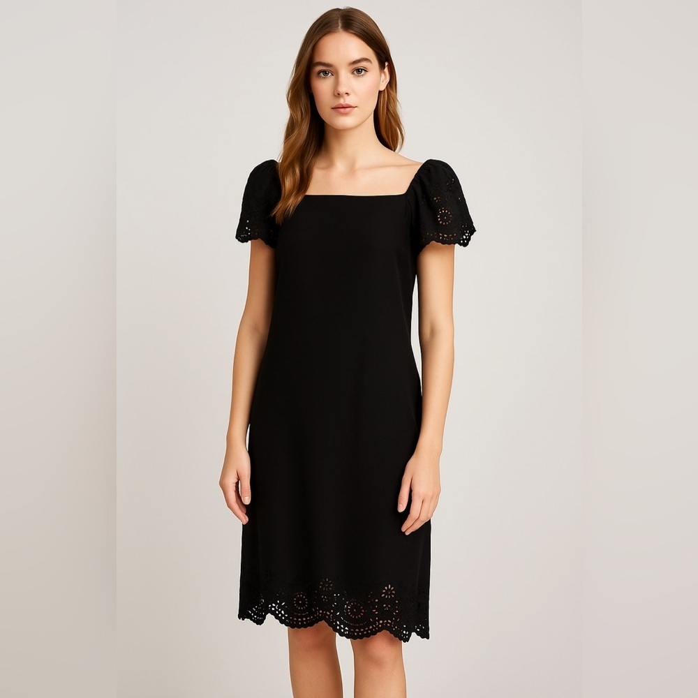 ELLE Black Eyelet Off-Shoulder Dress